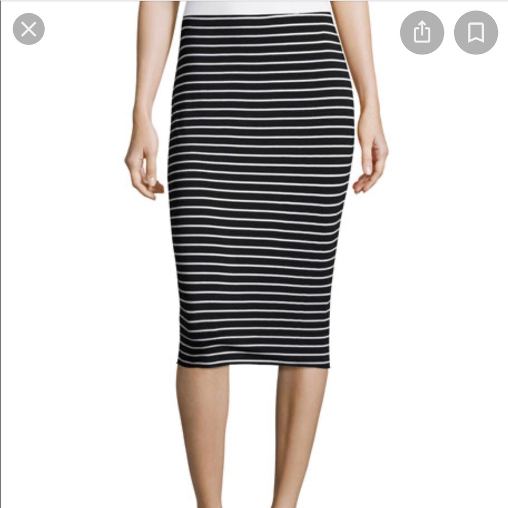 Vince Camuto pull on midi striped pencil skirt